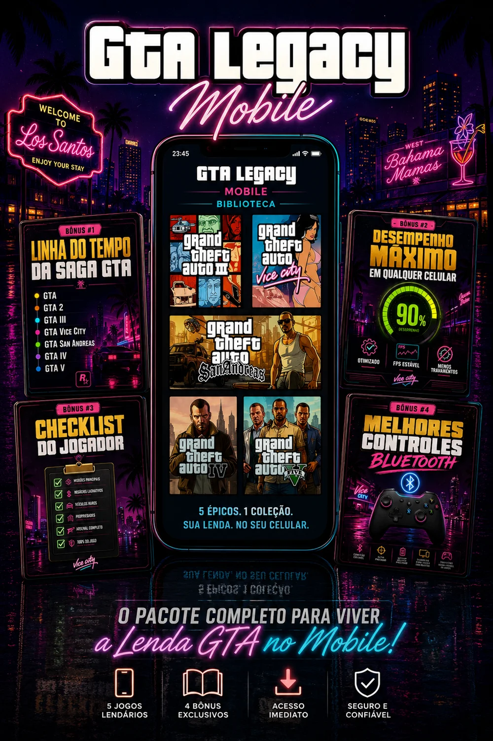 GTA Legacy Mobile: pacote completo com 5 jogos e 4 bônus